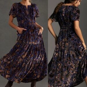 Anthropologie Somerset Velvet Maxi Dress